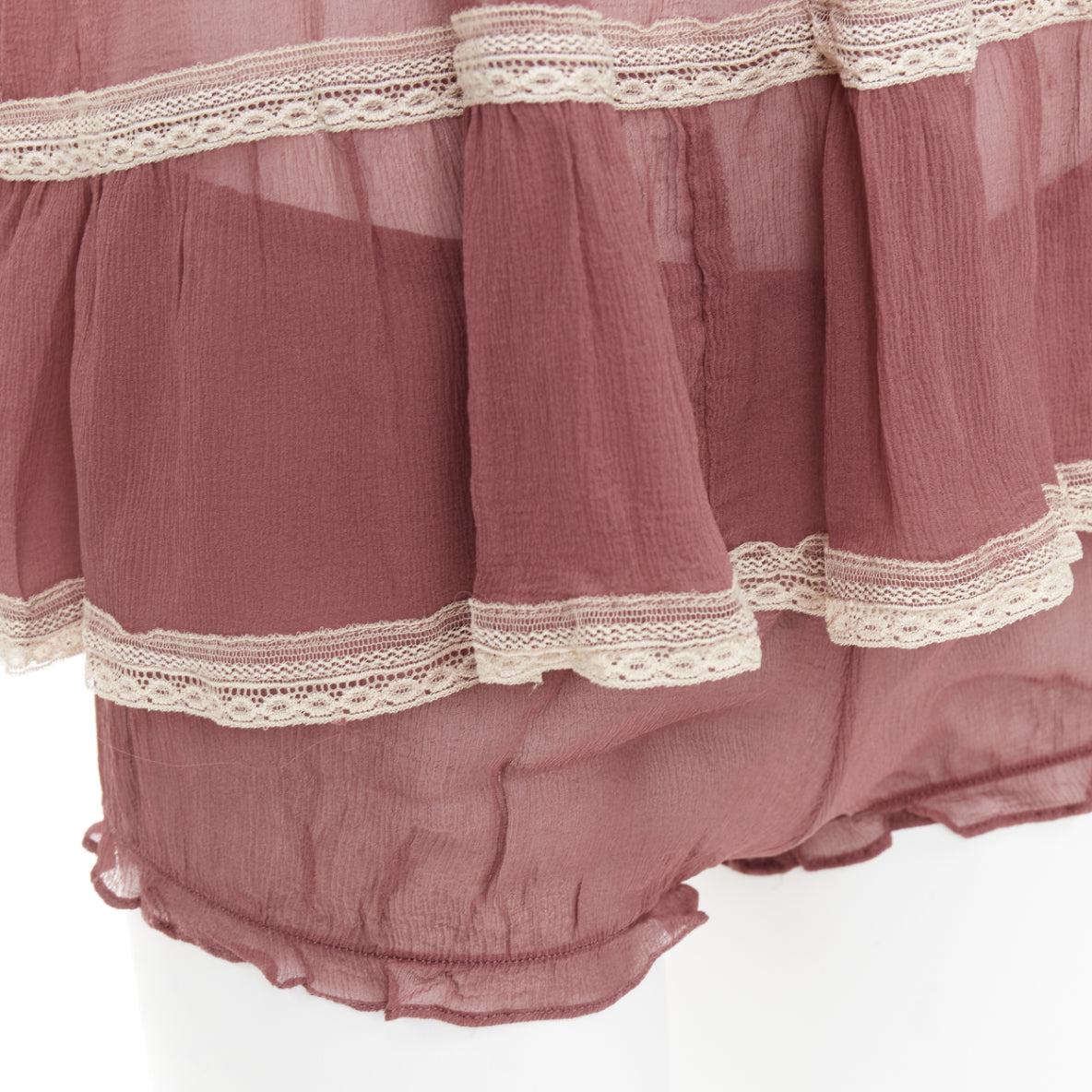 KIKI DE MONTPARNASSE pink 100% silk babydoll bloomer nightwear cami shorts set For Sale 3