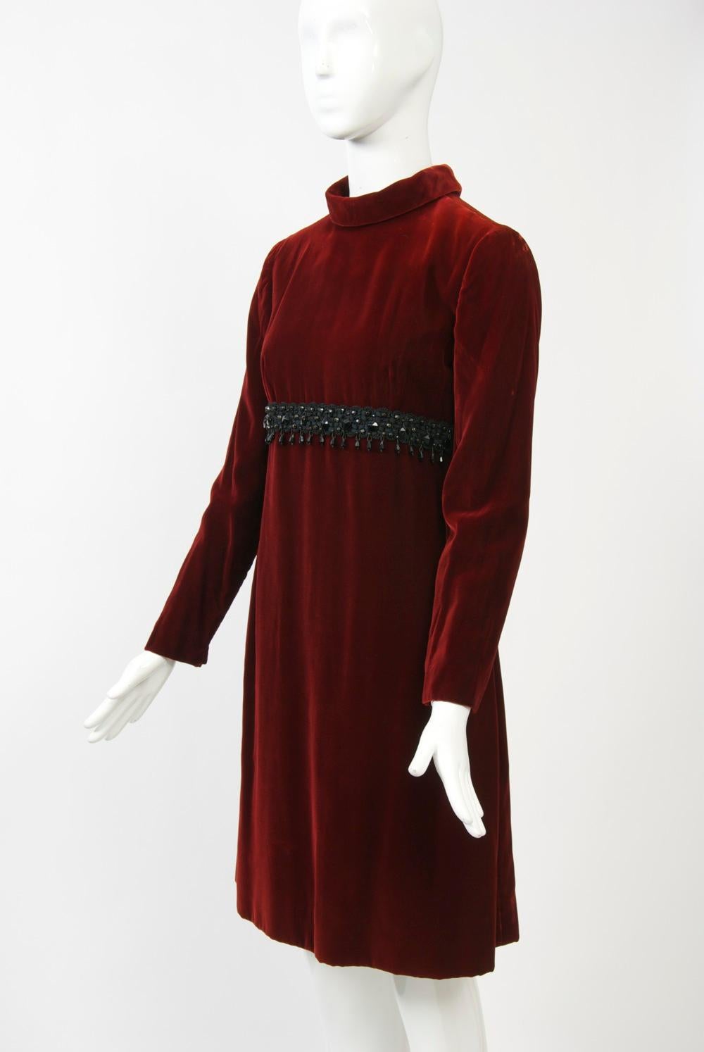 Kiki Hart Burgundy Velvet Dress For Sale 1