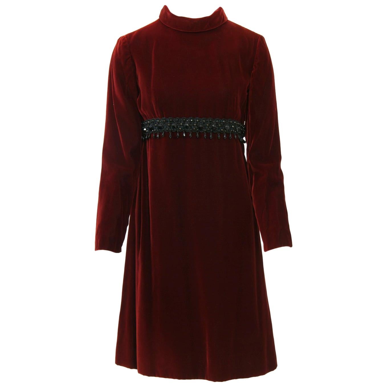 Kiki Hart Burgundy Velvet Dress For Sale