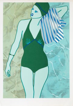 Bathing in Green, Signed Pop Art Screenprint by Kiki Kogelnik