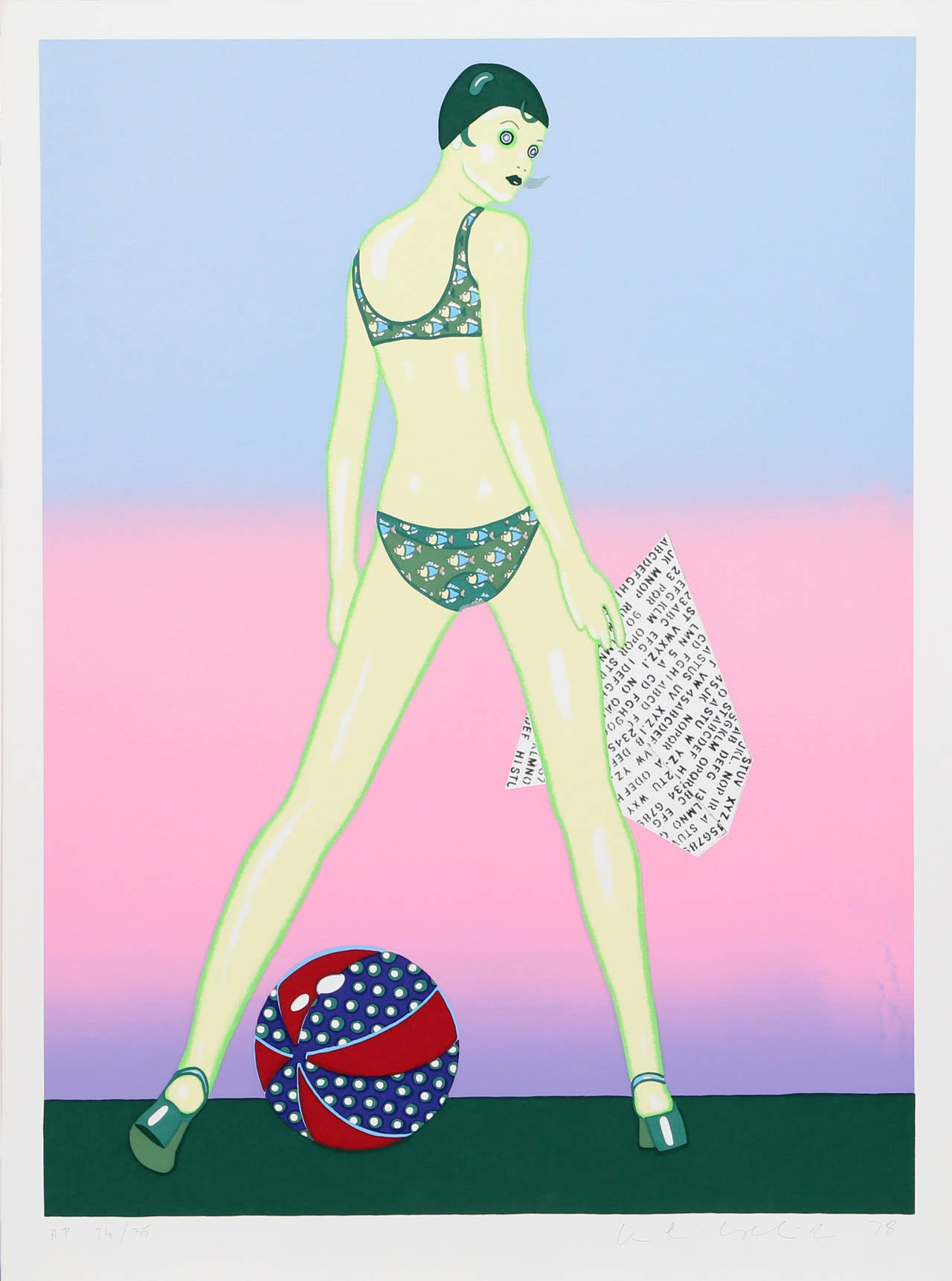 Beach Ball, Pop Art Silkscreen by Kiki Kogelnik
