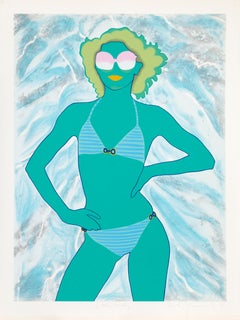 „Green Lady“, signierter Pop-Art-Siebdruck von Kiki Kogelnik