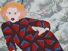 Lady and Triangles, Signed and Numbered Pop Art Screenprint by Kiki Kogelnik