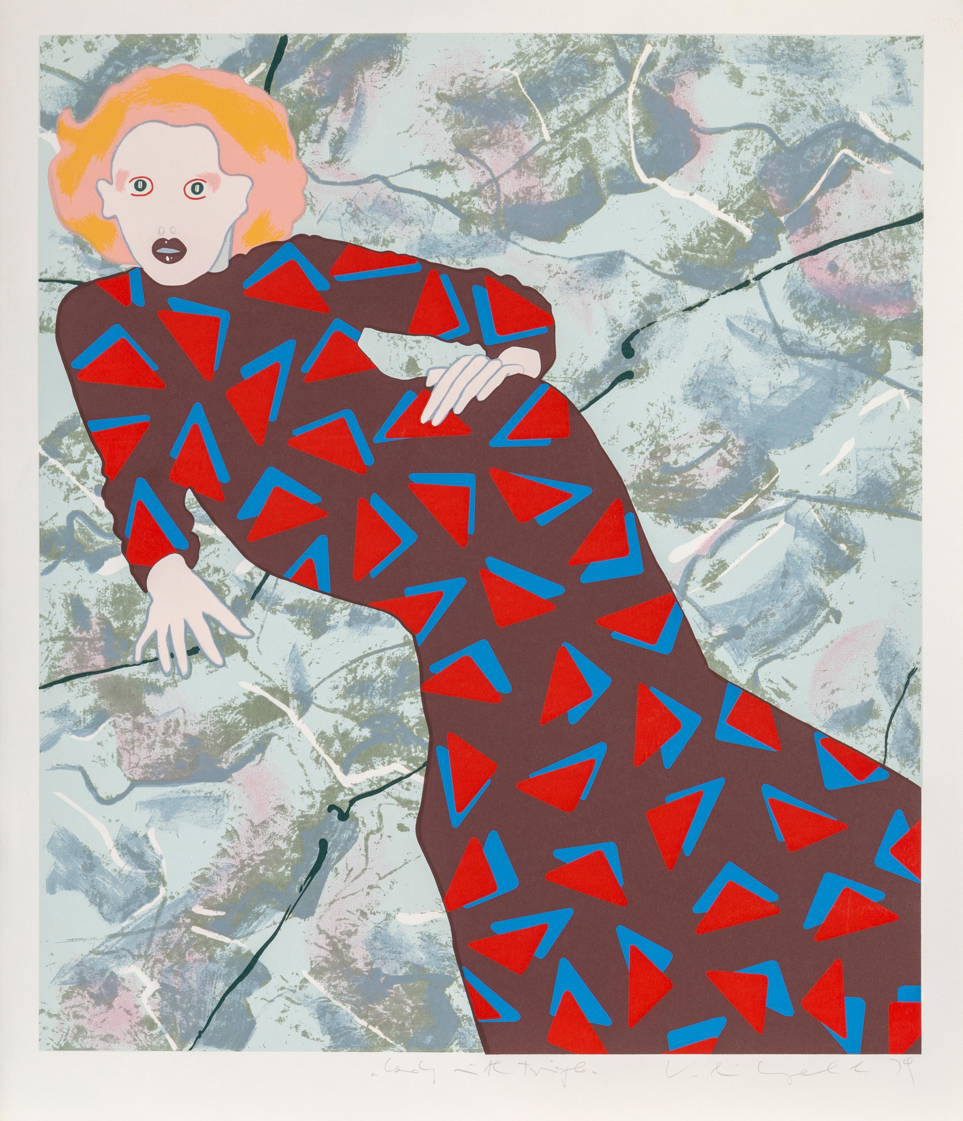 « Lady and Triangles », sérigraphie pop art signée et numérotée de Kiki Kogelnik