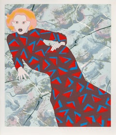 Lady and Triangles, Signed and Numbered Pop Art Screenprint by Kiki Kogelnik