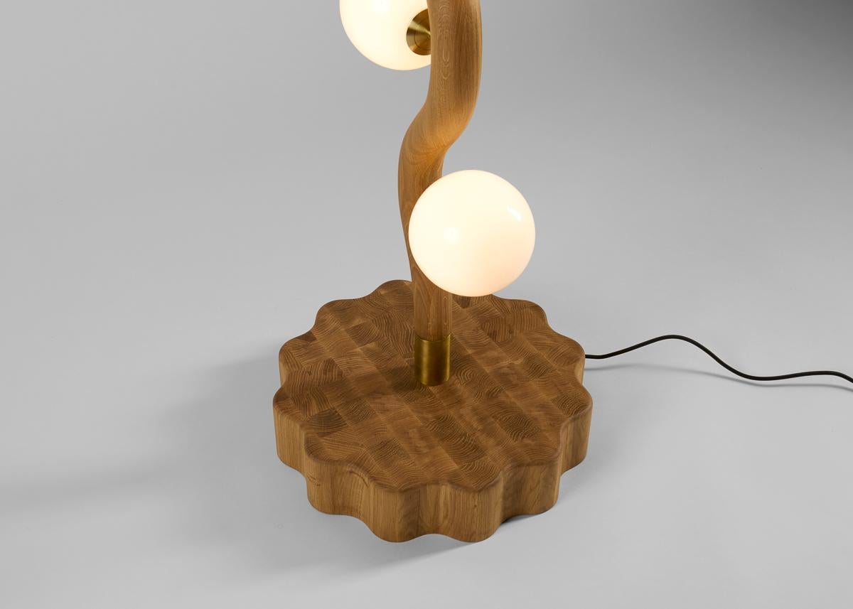 Kiki Lindskog, La Bohème, Oak & Glass Floor Lamp, France, 2023 In Excellent Condition For Sale In New York, NY