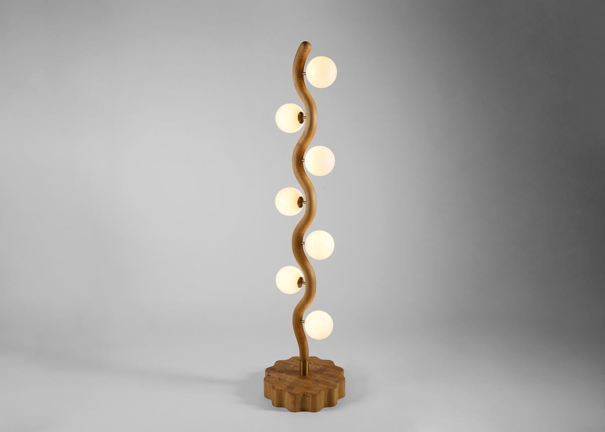 Kiki Lindskog, La Bohème, Oak & Glass Floor Lamp, France, 2023 For Sale 1