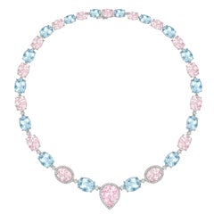 Kiki McDonough 18 carat White Gold Aquamarine and Morganite Necklace