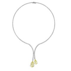 Kiki McDonough 18 Carat White Gold Diamond and Lemon Quartz Snake Necklace