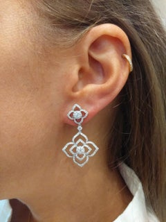 Kiki McDonough 18 Carat White Gold Diamond Drop Earrings