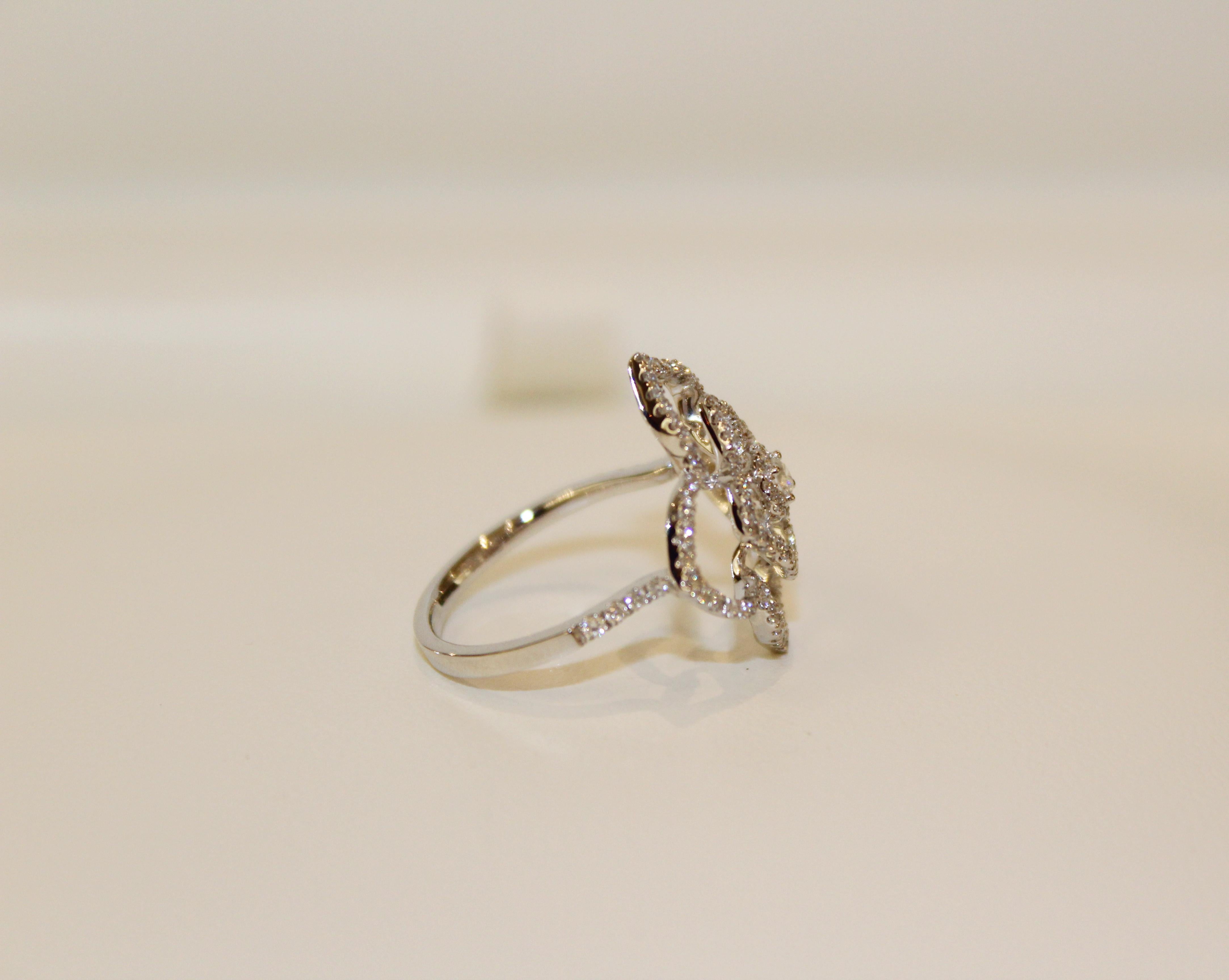 Modern Kiki McDonough 18 Carat White Gold Diamond Statement Ring For Sale