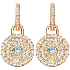 Kiki McDonough 18 Carat Yellow Gold Blue Topaz and Diamond Detachable Earrings