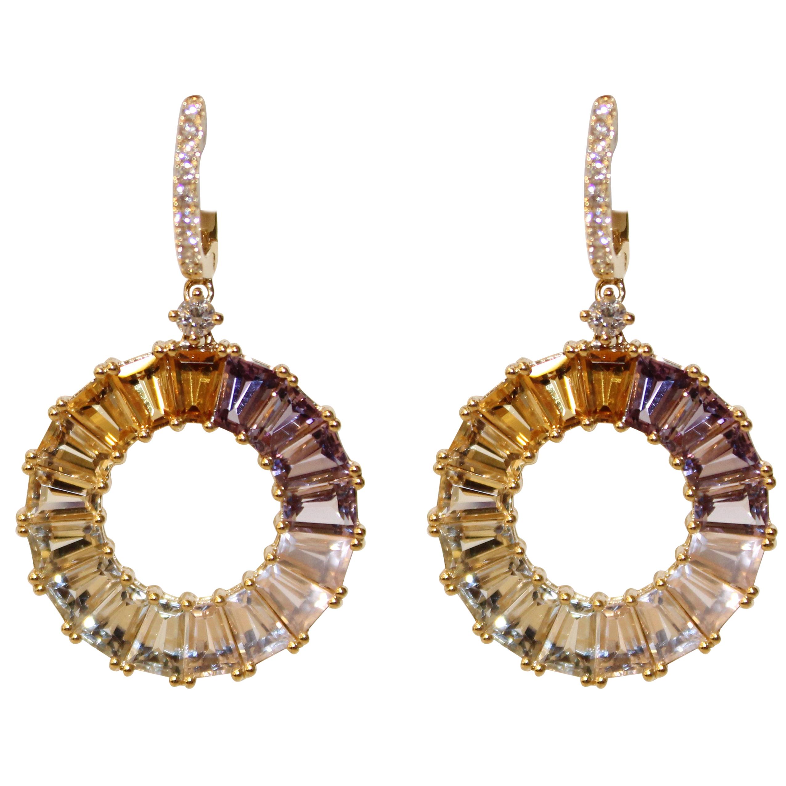 Kiki McDonough 18 Carat Yellow Gold Multi-Stone Earrings For Sale