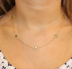 Kiki McDonough 18 Carat Yellow Gold Peridot and Diamond Necklace