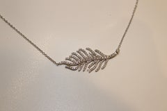 Kiki McDonough 18 Karat White Gold Diamond Feather Necklace