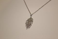Kiki McDonough 18 Karat White Gold Diamond Feather Pendant