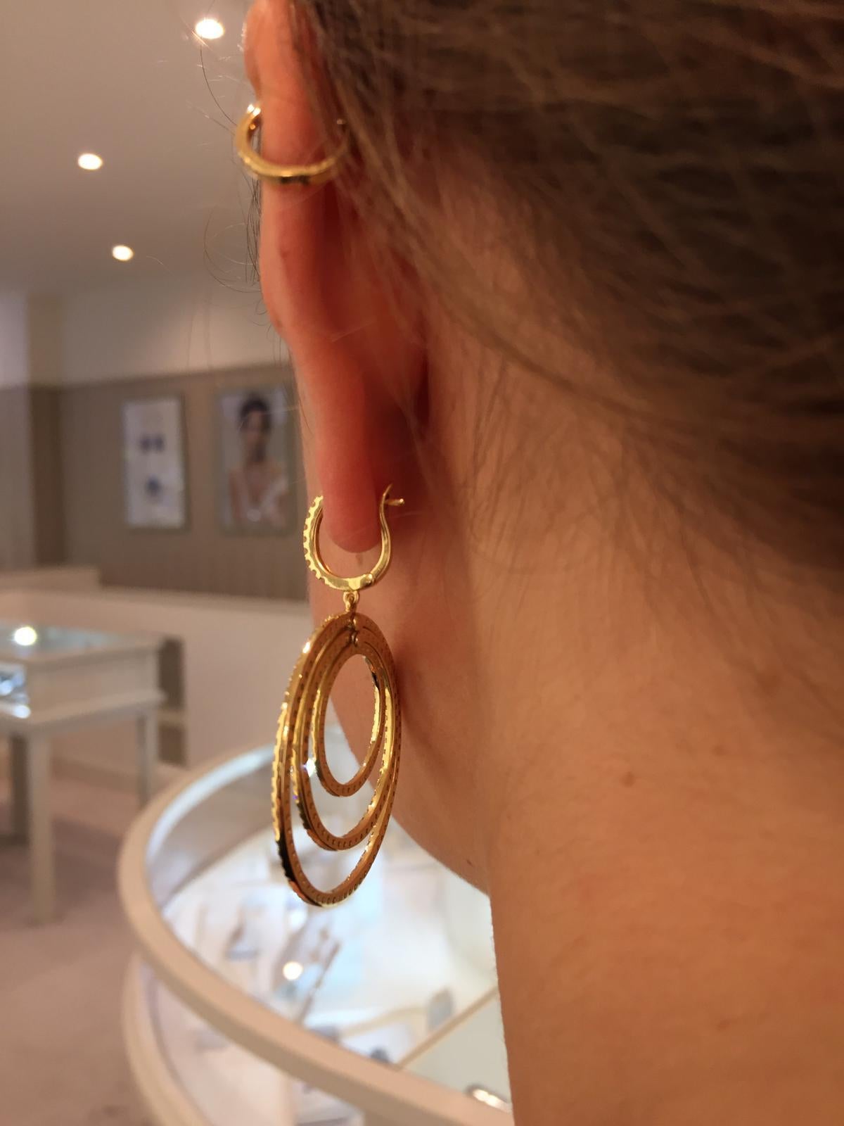 Modern Kiki McDonough 18 Karat Yellow Gold Diamond Hoop Earrings For Sale