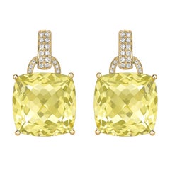 Kiki McDonough 18 Karat Yellow Gold Lemon Quartz and Diamond Earrings