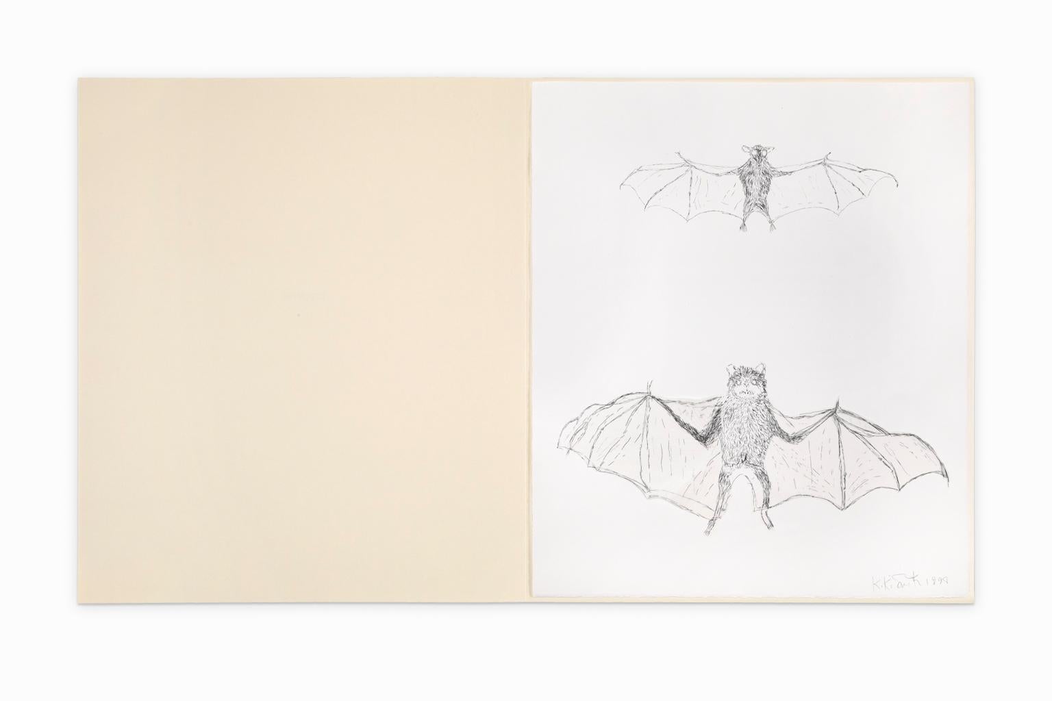 Kiki Smith Collage/Lithographie Verschiedene fliegende Kreationen „bat“ Signiert datiert im Angebot 3
