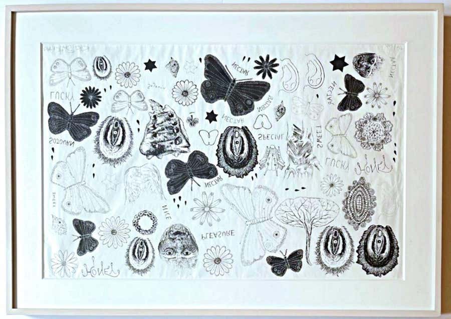 Kiki Smith, Tattoo Print, silkscreen and ink transfer on wove paper, S/N, Framed