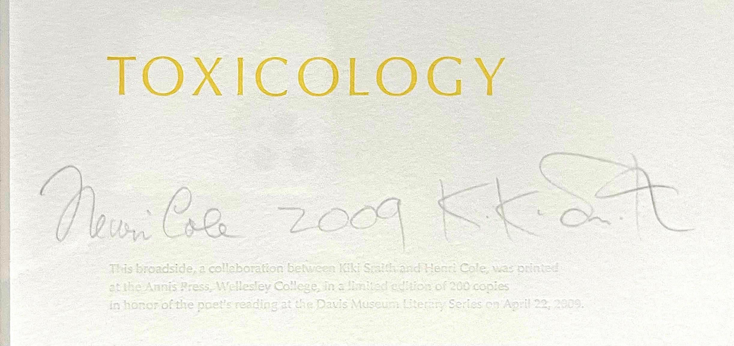 Kiki Smith, Toxikologie, Linotype und Gravur, Signiert von Künstler & Dichter, Gerahmt im Angebot 1