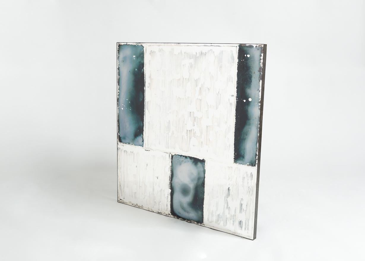 Kiko Lopez is one of the few artisans working today in the traditional craft of hand-silvering. With this abstract composition of marvelously arranged rectangles Lopez exhibits his mastery of the near-forgotten practice, as well as his dedication to