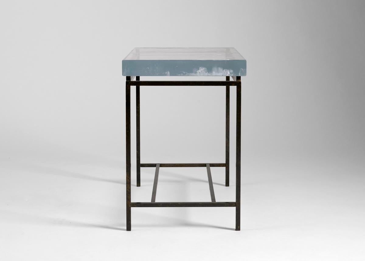Kiko Lopez, Glaçon, table d'appoint rectangulaire, cristal et acier, France, 2022. Excellent état - En vente à New York, NY