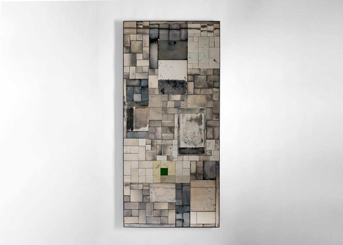 Français Kiko Lopez, Mosaic, miroir mural contemporain carrelé et argenté, France, 2023. en vente