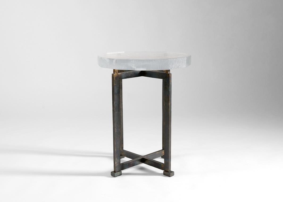 Kiko Lopez, Vesuve, Contemporary Round Side Table, Crystal & Steel, France, 2022 For Sale 7