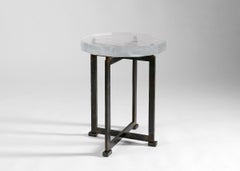 Kiko Lopez, Vesuve, Contemporary Round Side Table, Crystal & Steel, France, 2022
