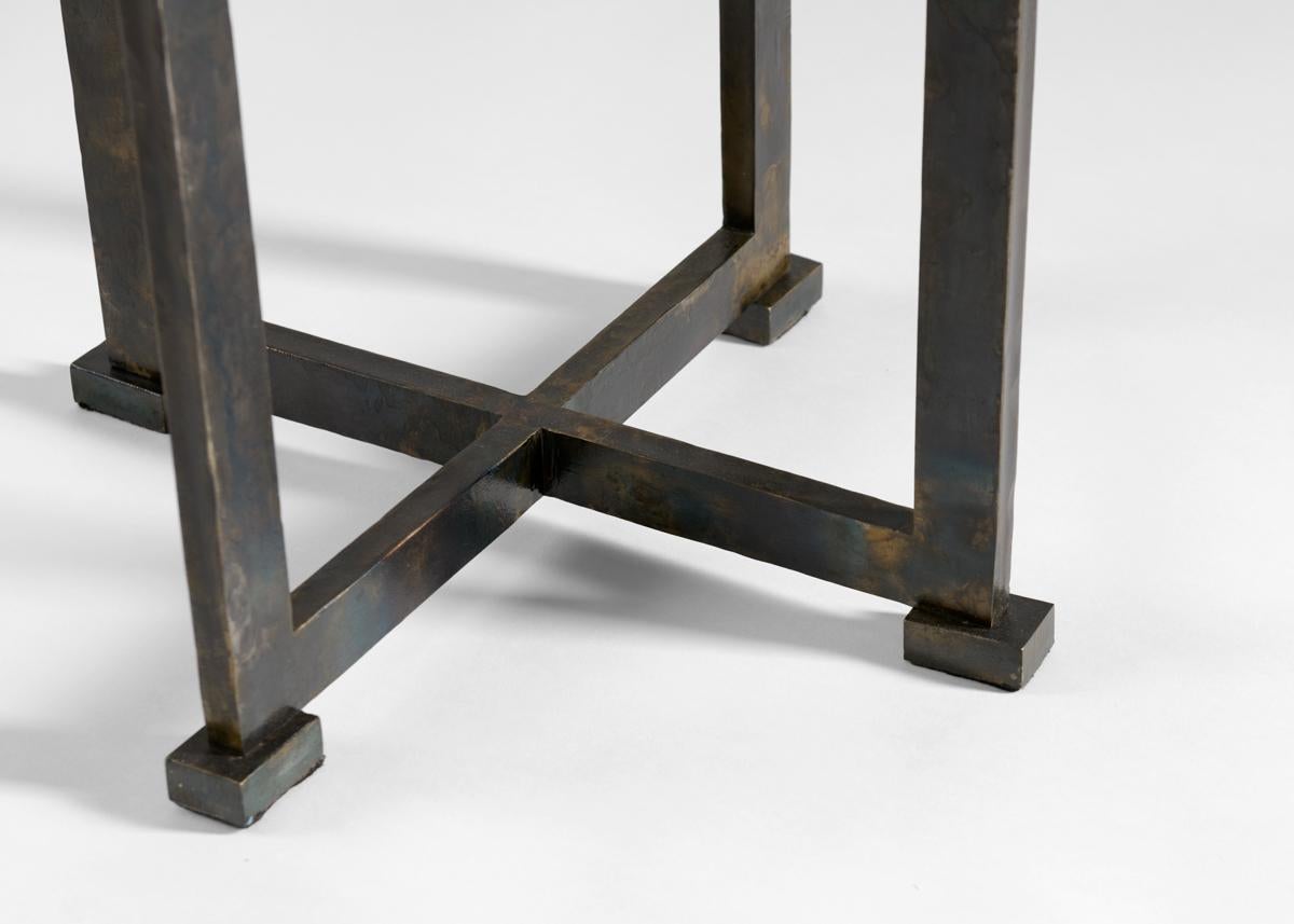 Acier Kiko Lopez, Vesuve, table d'appoint ronde contemporaine, cristal et acier, France, 2022. en vente