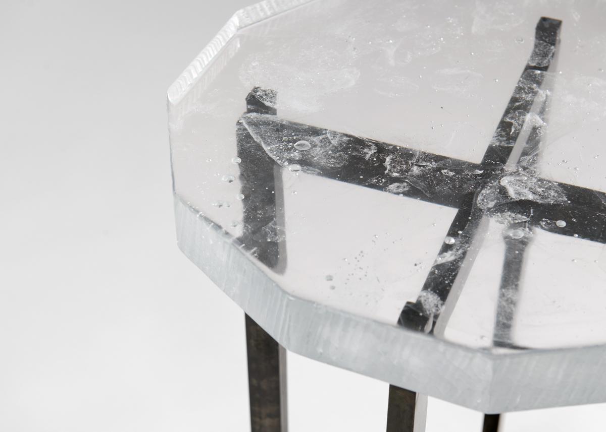 Kiko Lopez, Vesuve, Contemporary Round Side Table, Crystal & Steel, France, 2022 For Sale 4