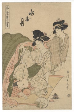 Eizan, Ukiyo-e, Early 19th Century, Original Japanese Woodblock Print, Beauty