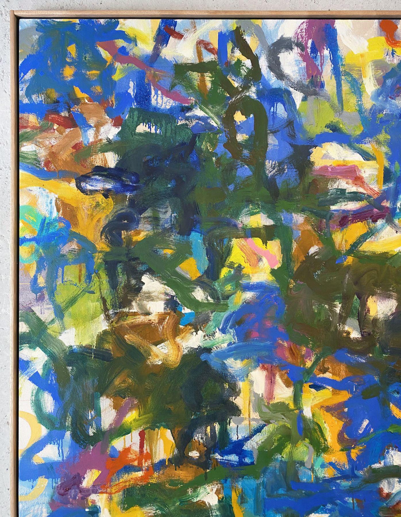 Train bleu - Abstrait Painting par Kikuo Saito