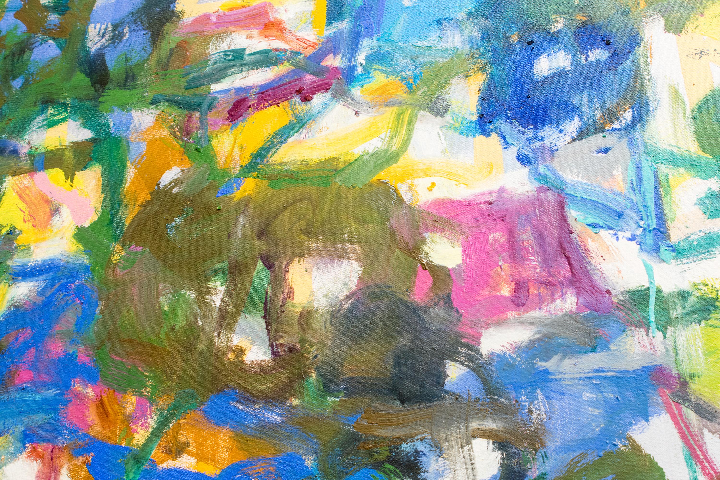 Treno blu - Abstract Painting Beige di Kikuo Saito