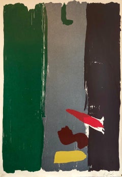 Sérigraphie en soie expressionniste abstraite lyrique et abstraite à champ coloré Kikuo Saito - Impression japonaise