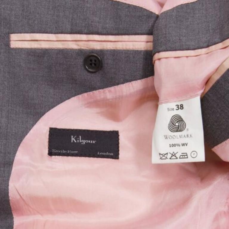 KILGOUR Saville Row Grauer Blazer aus Schurwolle mit rosa Innenfutter UK38 M im Angebot 4