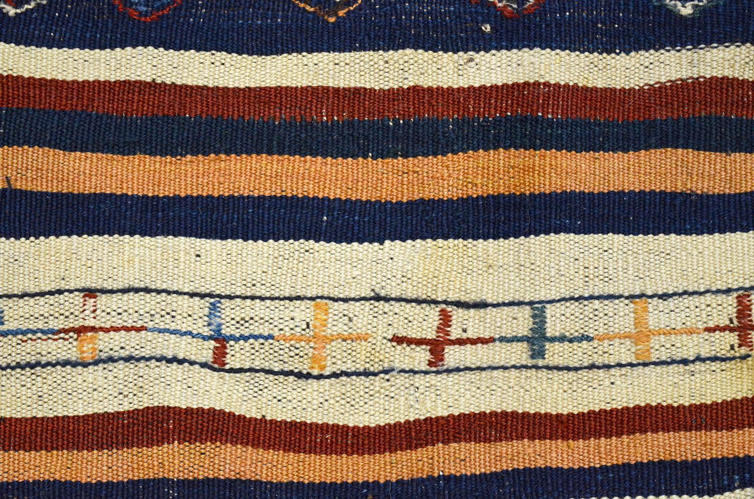 Kilim and Soumak Persian Saddle Blanket in Pure Wool, circa 1910 In Good Condition In New York, NY