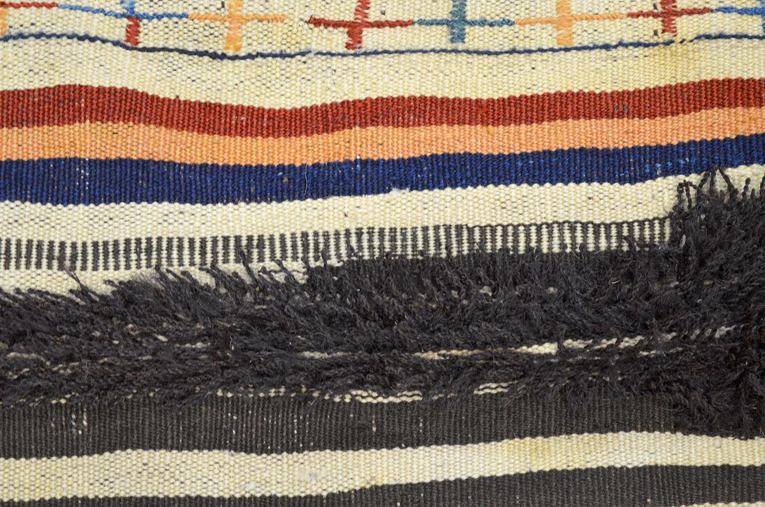 Early 20th Century Kilim and Soumak Persian Saddle Blanket in Pure Wool, circa 1910