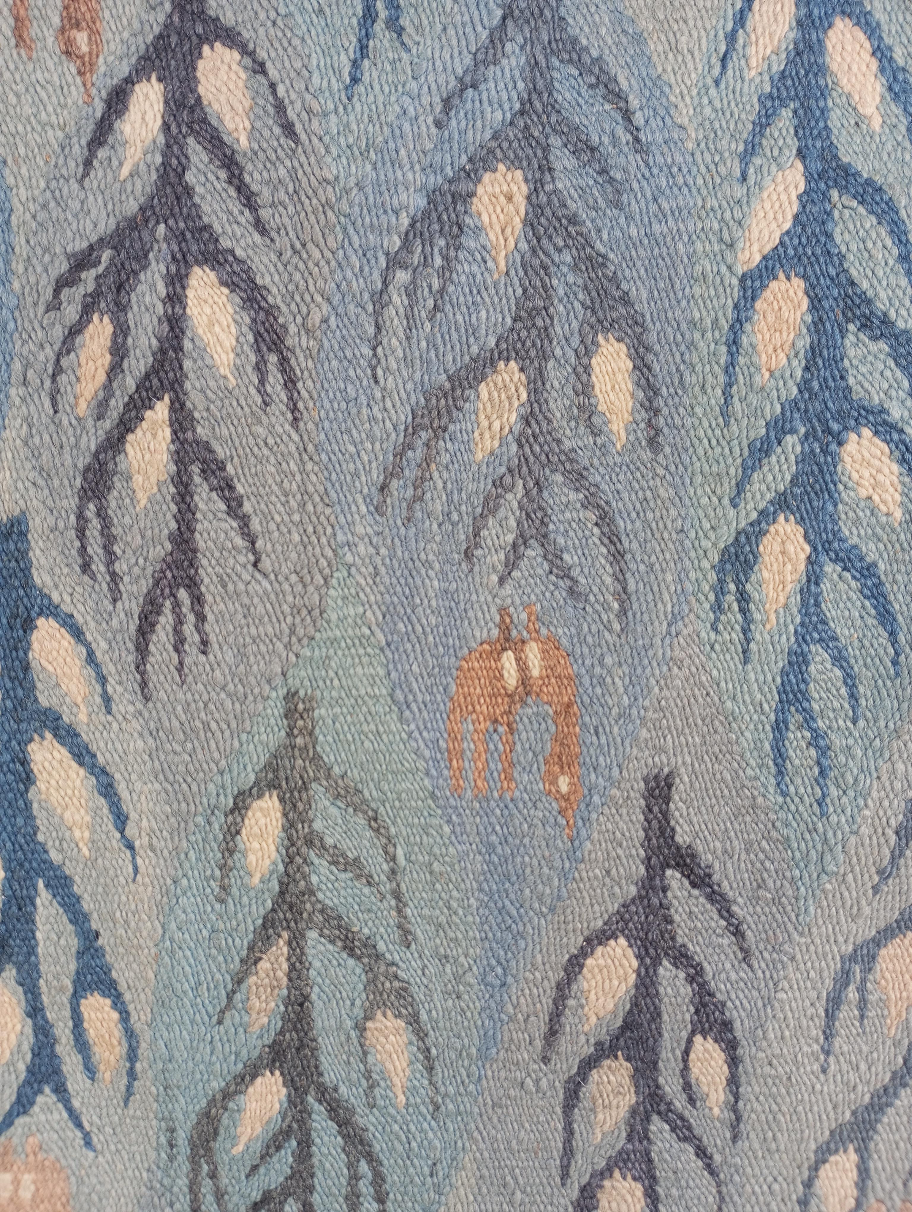 Wool Kilim/arazzo hand-woven wool vintage 1970s light blue For Sale