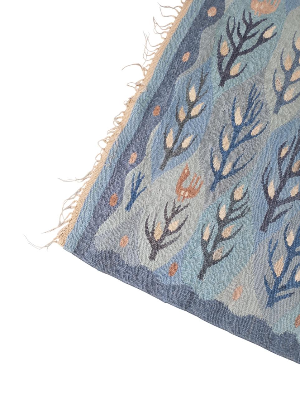 Kilim/arazzo hand-woven wool vintage 1970s light blue For Sale 2