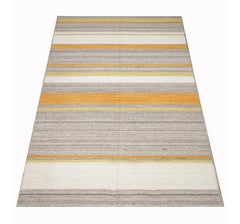 Kilim Area Rug Modern Striped Kilim Rug, Yellow Grey Carpet Rug- 123x177cm