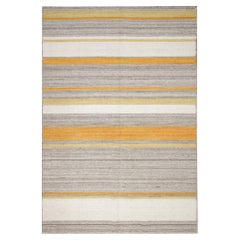 Tappeto Kilim Tappeto Kilim moderno a strisce, tappeto giallo grigio - 123x177 cm