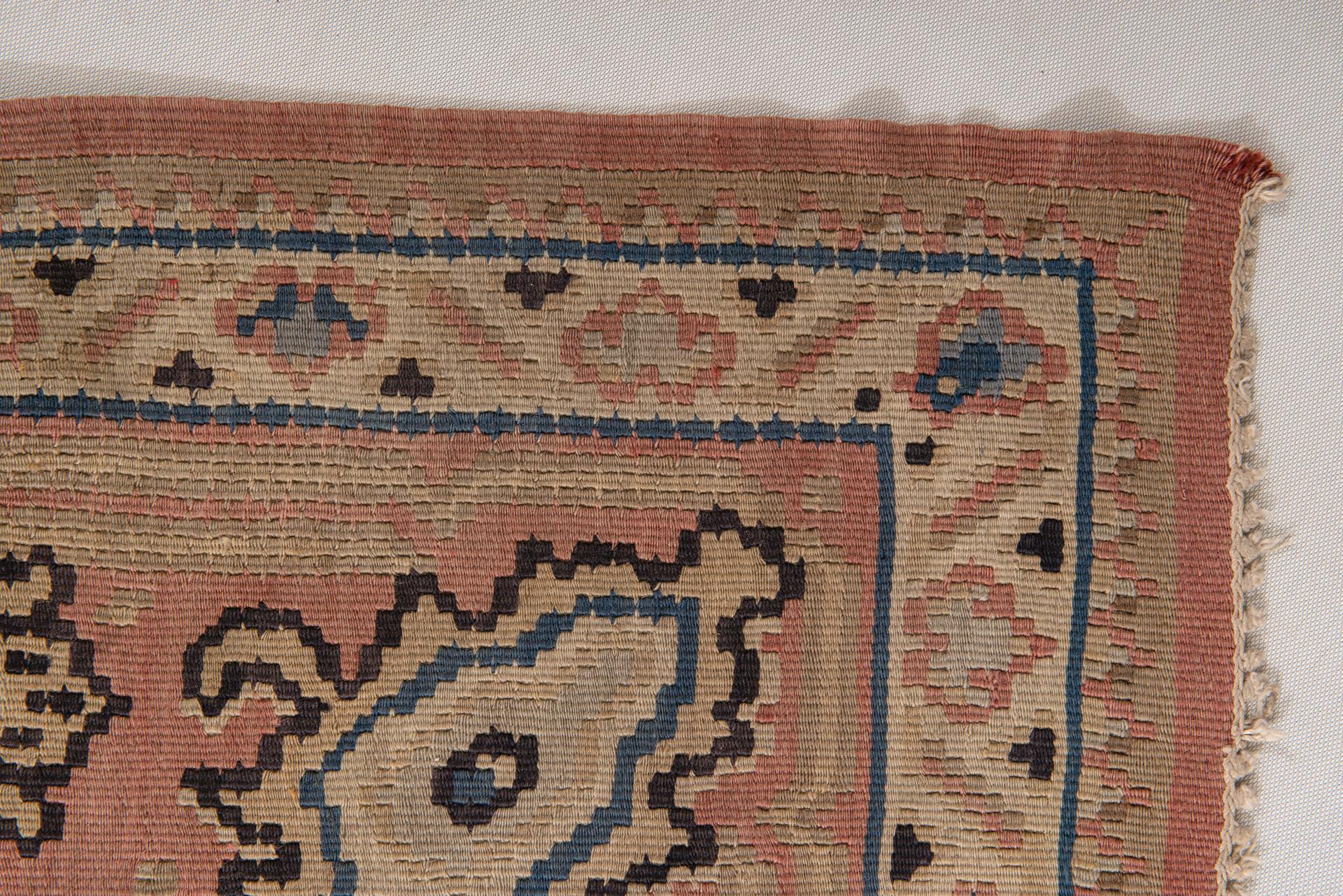 Romanian Large Kilim Bessarabia with Pale Colors For Sale