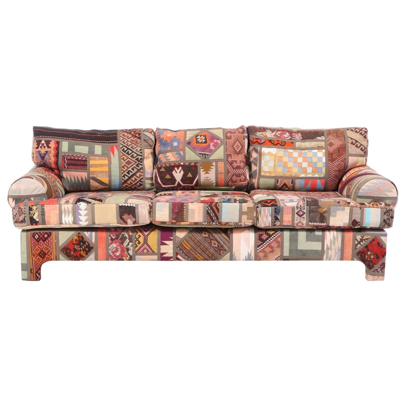 Kilim Clad Custom Handmade Sofa Postmodern Southwest Santa Fe, New Mexico Modern