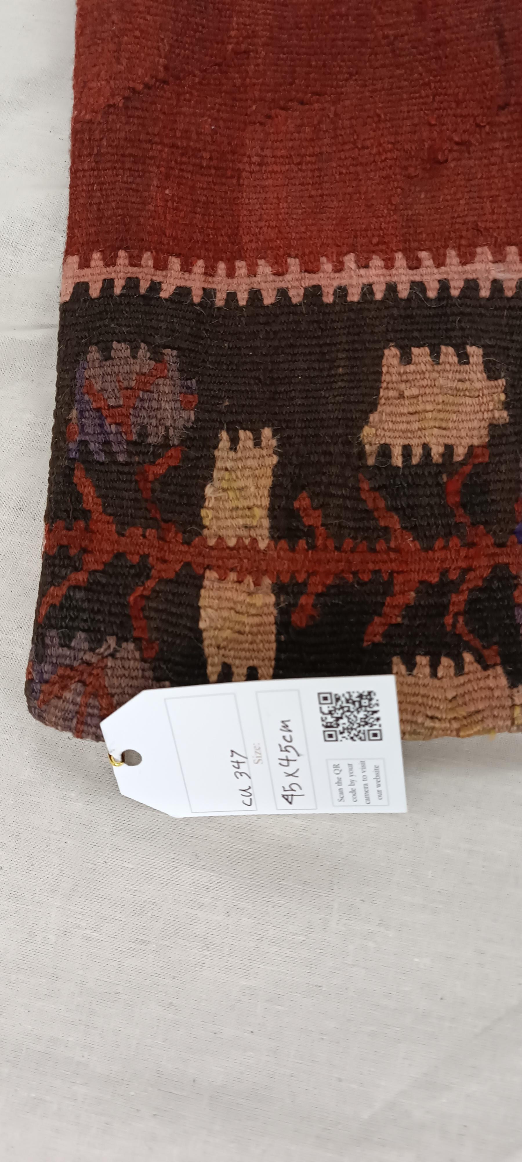 Housse de coussin Kilim Bourgogne Tribal Zigzag Laine Coussin Géométrique Contemporain Neuf - En vente à Wembley, GB
