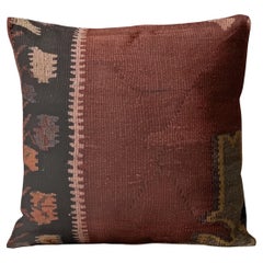 Kilim Kissenbezug Burgund Tribal Zickzack Wolle Kissen Zeitgenössisch Geometrisch