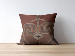 Kilim Kissenbezug, Multicolor Tribal Zigzag Wolle Kissen Zeitgenössisch Geometrisch