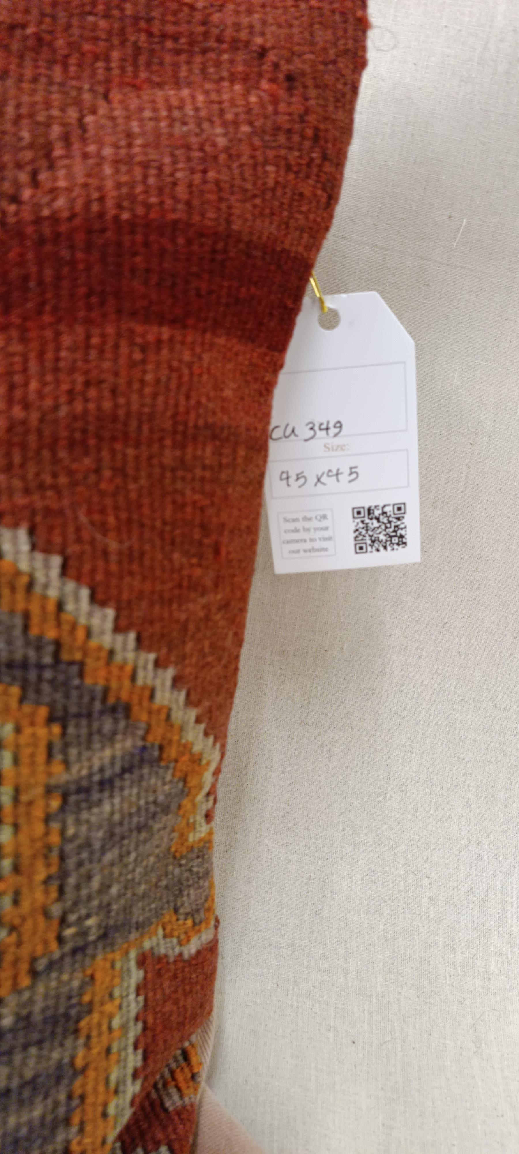 Kilim Kissenbezug, Multicolor Tribal Zigzag Wolle Kissen Zeitgenössisch Geometrisch (21. Jahrhundert und zeitgenössisch) im Angebot