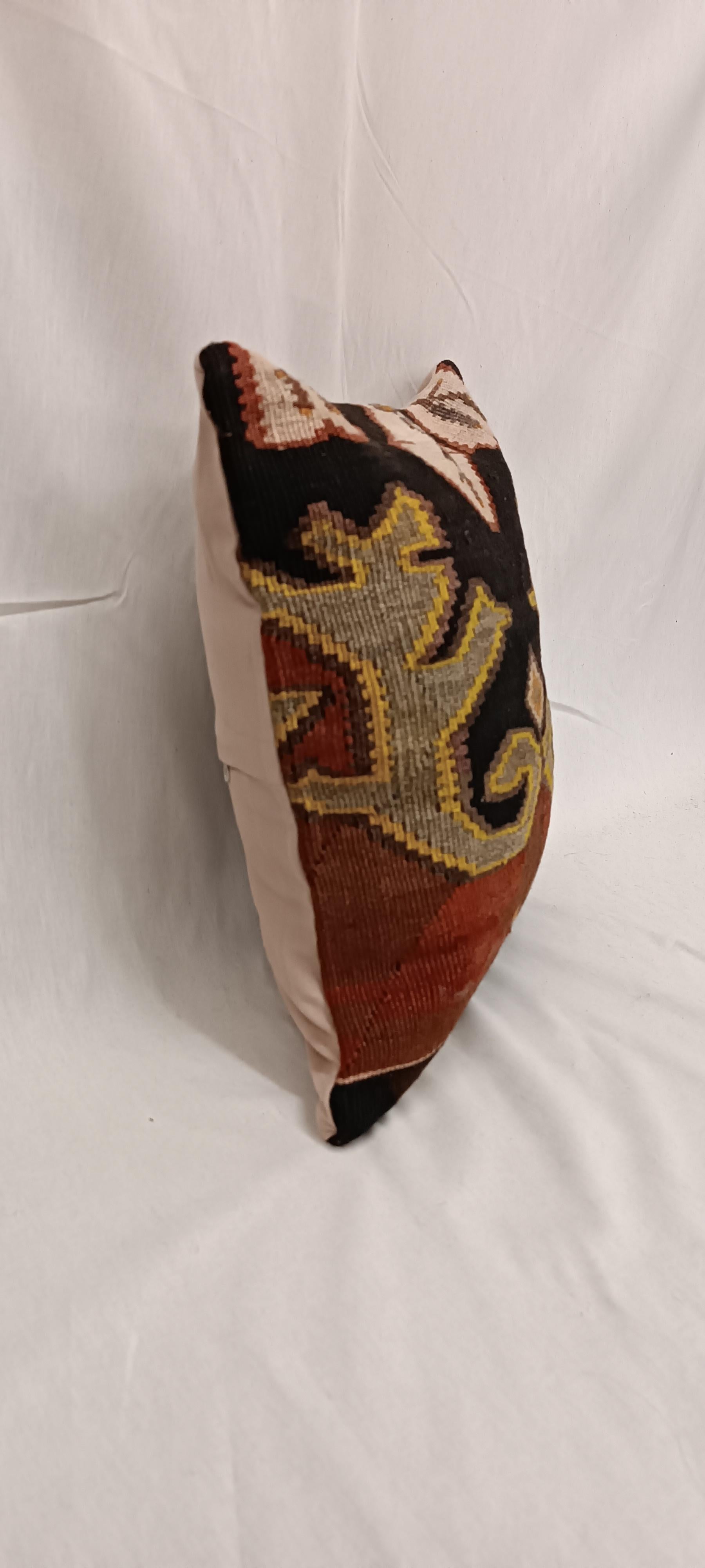 Hollywood Regency Housse de coussin Kilim Multicolore Tribal Zigzag Laine Coussin Géométrique Contemporain en vente